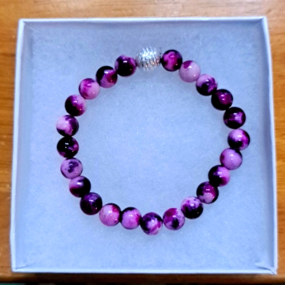 Pink & Purple Jade Stone Bracelet